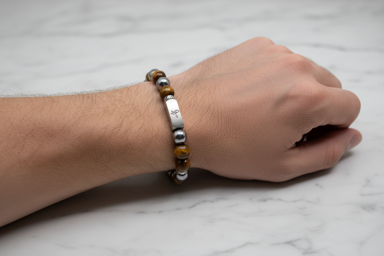 Bracelet Alternance Grise Droite Logo