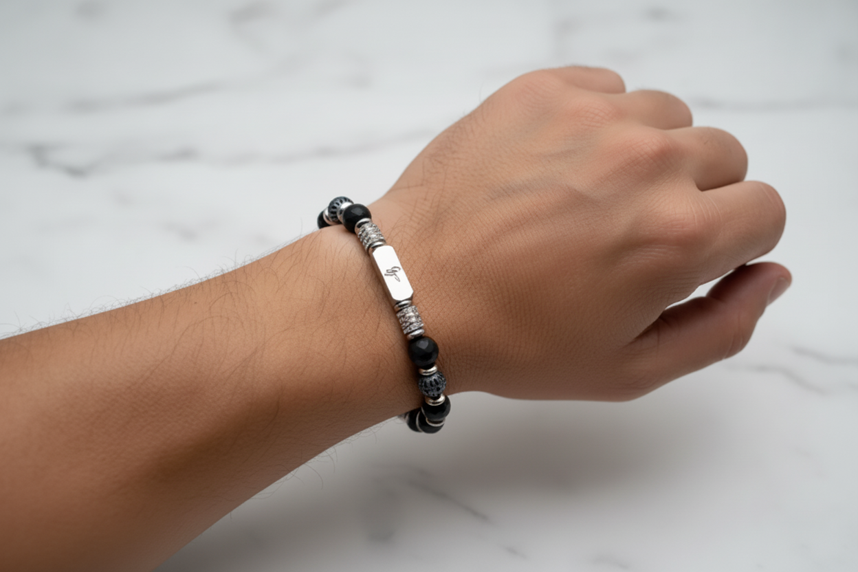 Bracelet Noir Cristal Même Angle