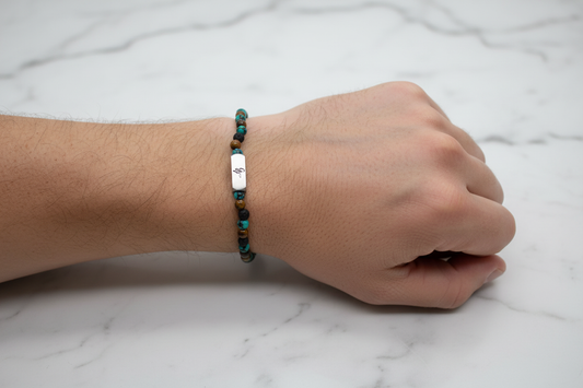 Bracelet Tricolore Turquoise Œil de Tigre Noir