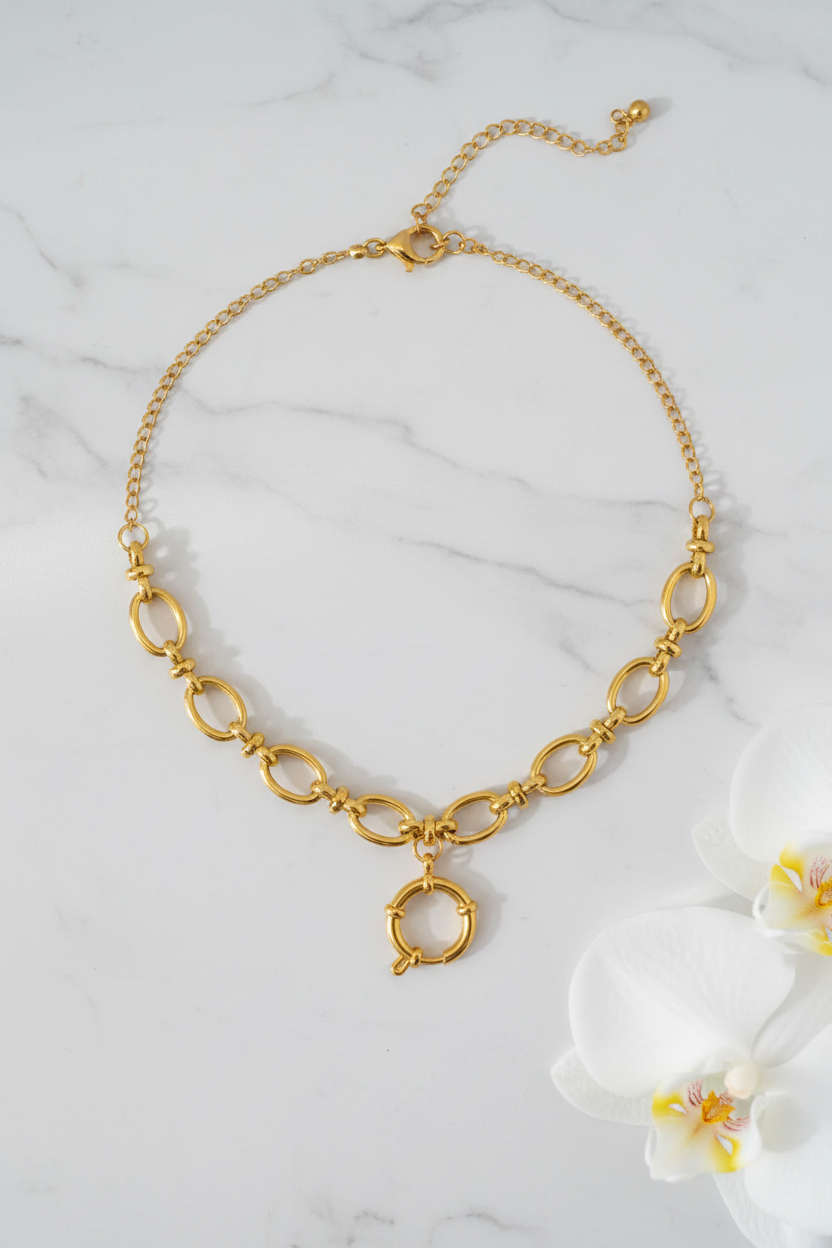 Collier 3 sections - Flat lay chaîne fine ronde