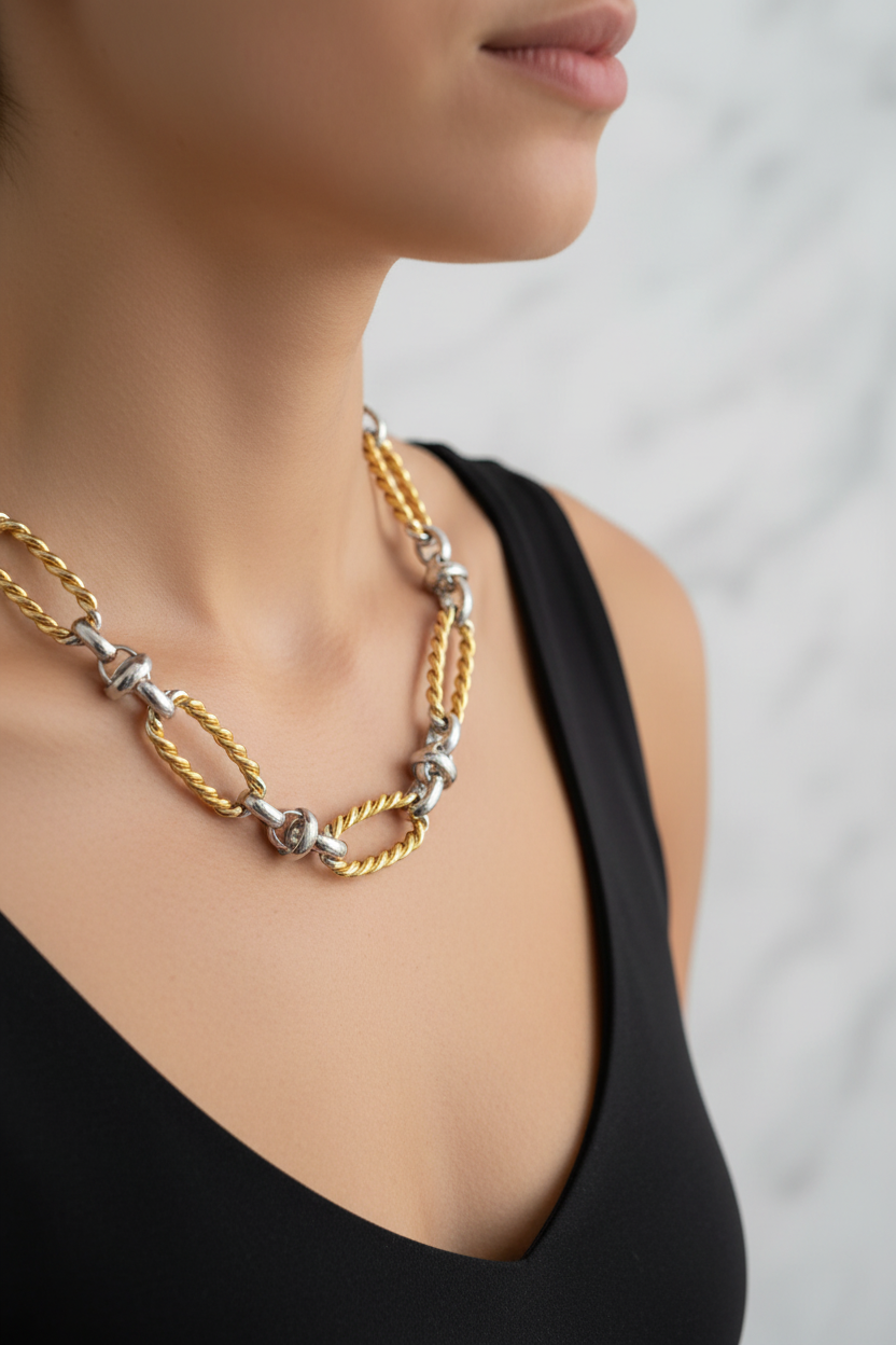 Collier Bicolore Torsadé