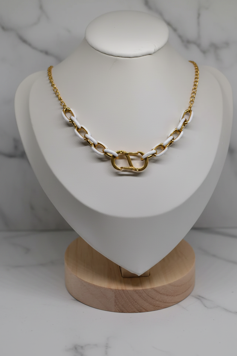 Collier blanc & or - Buste sans logo