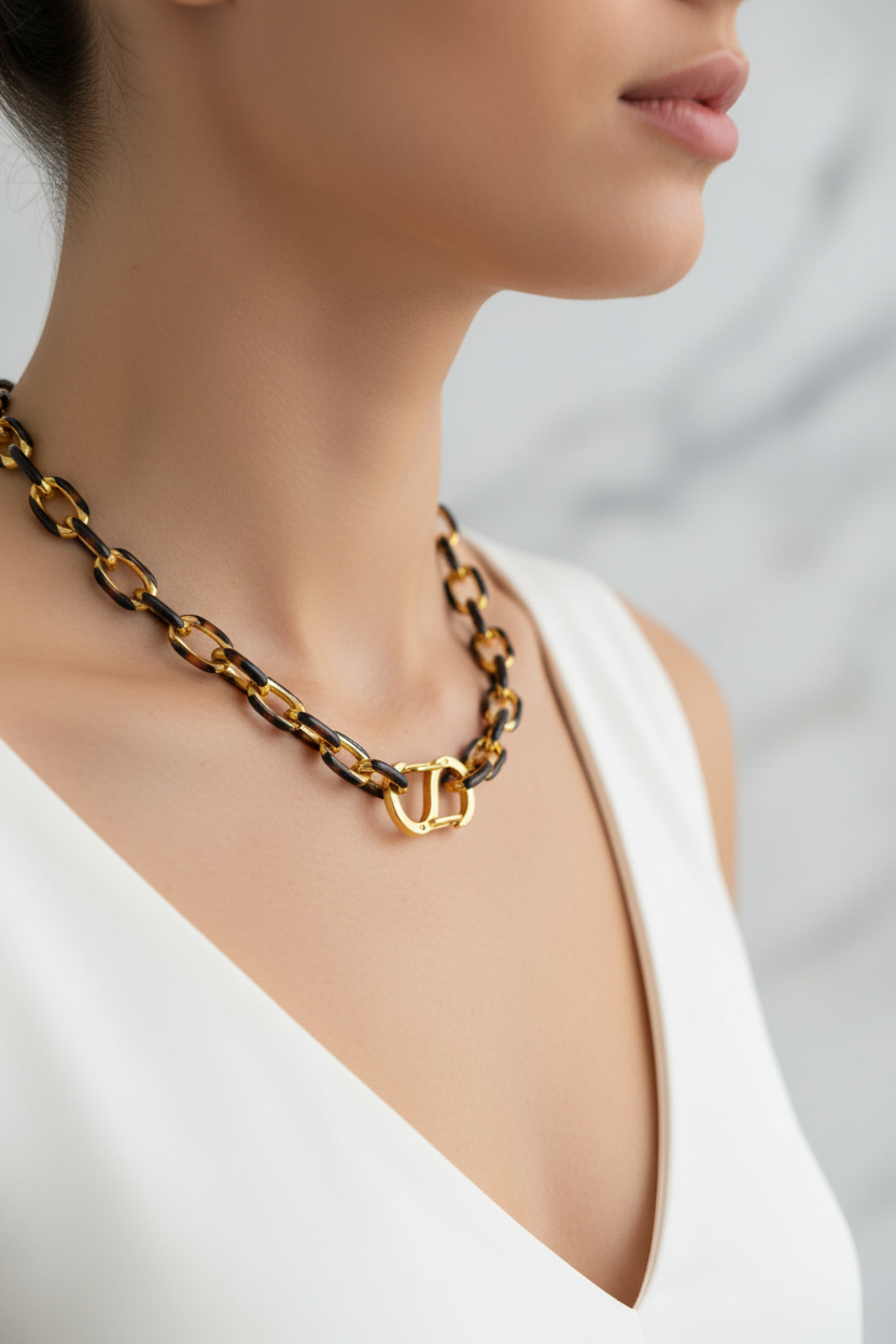 Collier Chaîne Bicolore côté gauche
