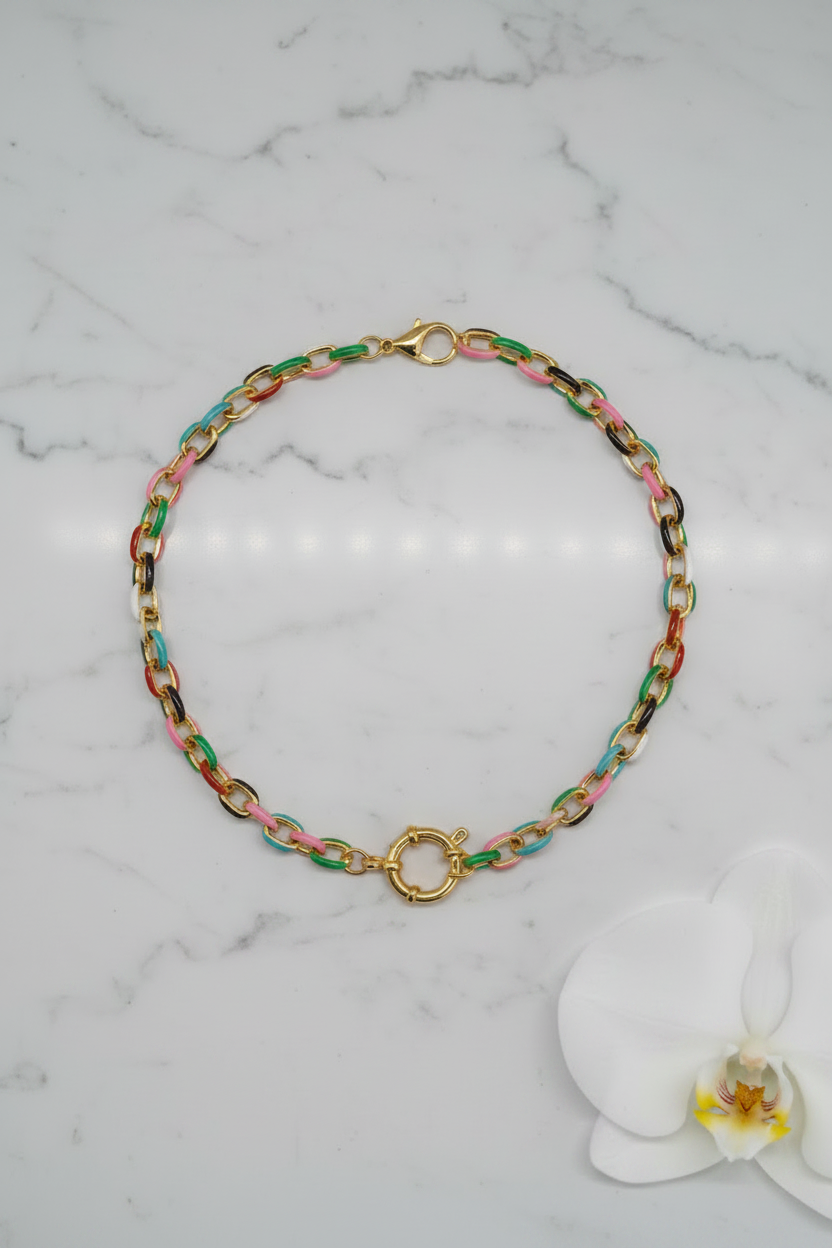 Collier coloré - Flat lay fermoir mousqueton