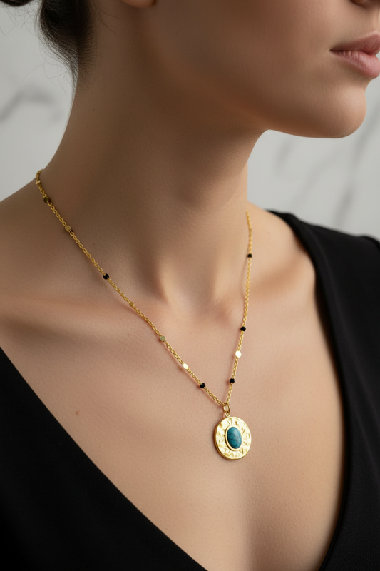 Collier Médaillon Turquoise