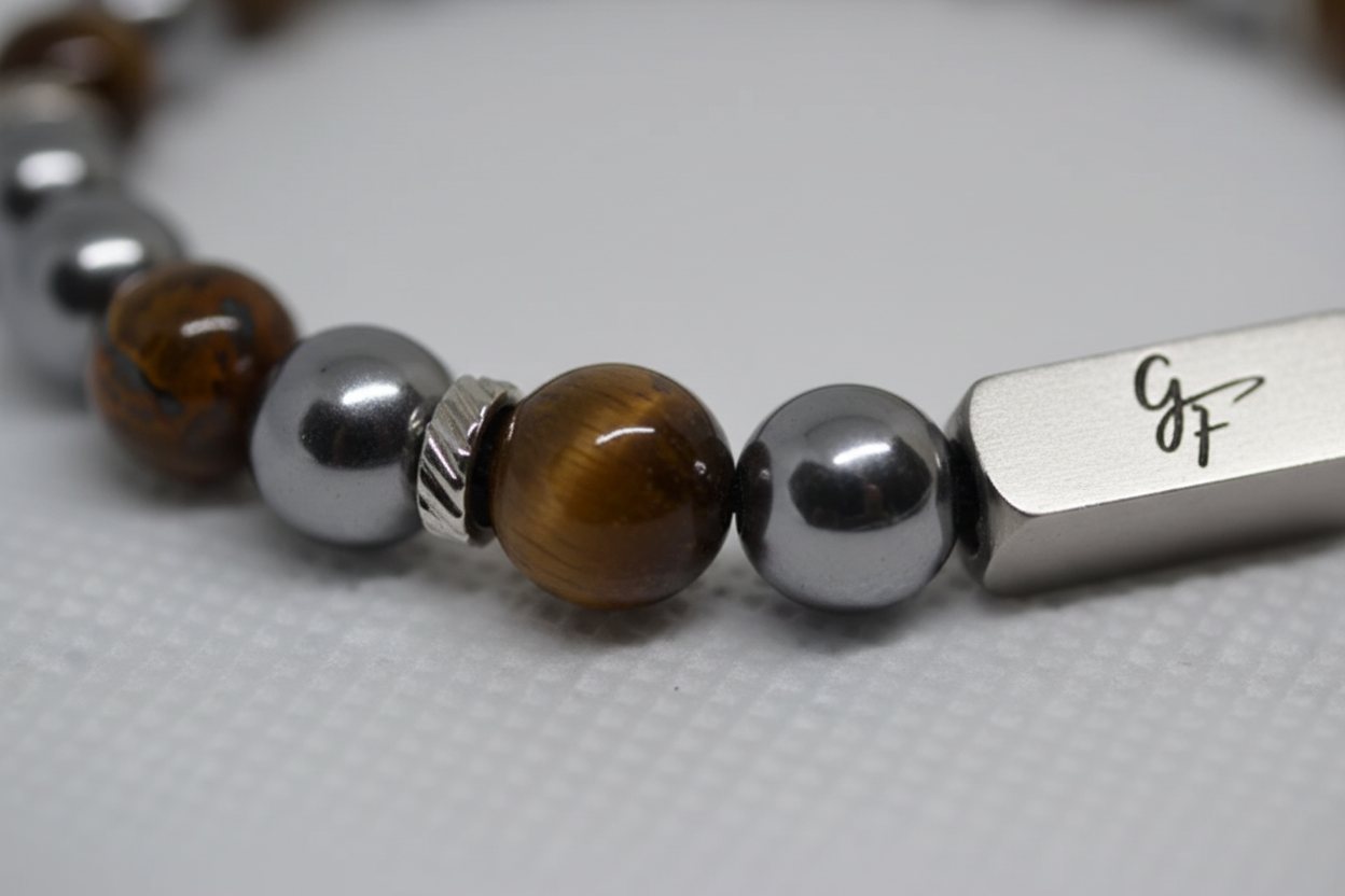 Zoom détail — Bracelet Gris Sauvage homme
